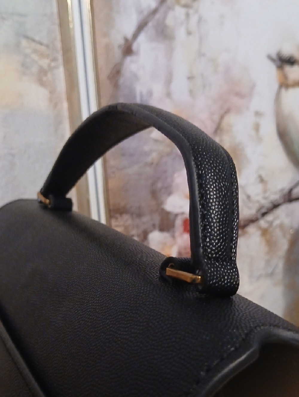 Saint Laurent Black Top-Handle Satchel with Gold YSL Monogram Lock - Picture 10 of 12